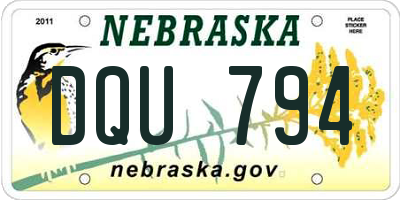 NE license plate DQU794