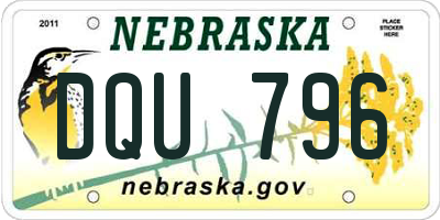 NE license plate DQU796