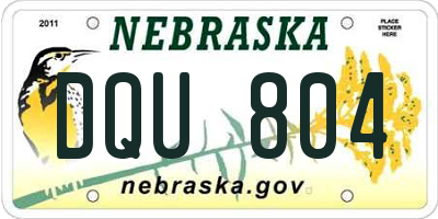 NE license plate DQU804