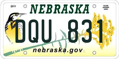 NE license plate DQU831