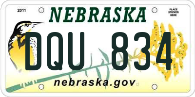 NE license plate DQU834