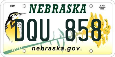 NE license plate DQU858