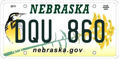 NE license plate DQU860