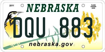 NE license plate DQU883