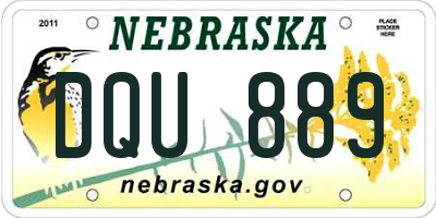 NE license plate DQU889