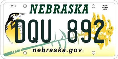 NE license plate DQU892