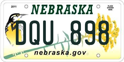 NE license plate DQU898