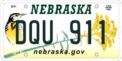 NE license plate DQU911