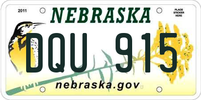 NE license plate DQU915