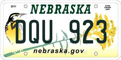 NE license plate DQU923