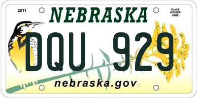 NE license plate DQU929