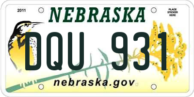 NE license plate DQU931
