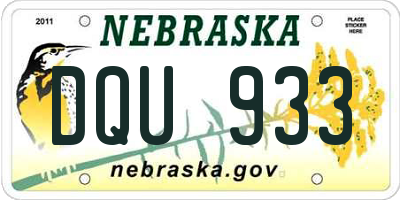 NE license plate DQU933