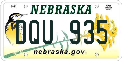 NE license plate DQU935
