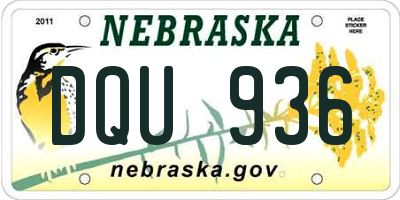 NE license plate DQU936