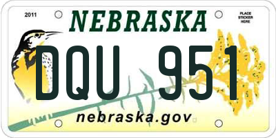 NE license plate DQU951