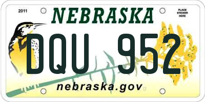 NE license plate DQU952
