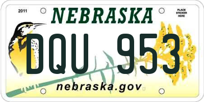 NE license plate DQU953
