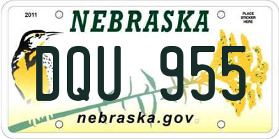 NE license plate DQU955