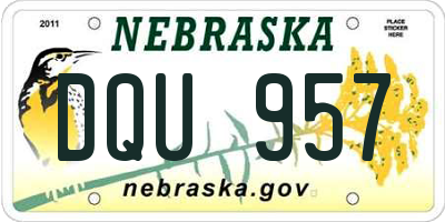 NE license plate DQU957