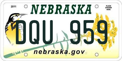 NE license plate DQU959