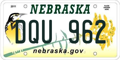 NE license plate DQU962