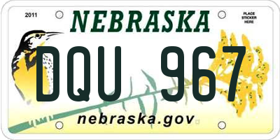 NE license plate DQU967