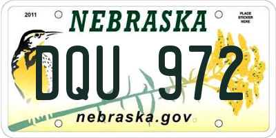 NE license plate DQU972