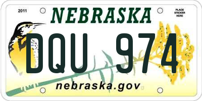 NE license plate DQU974