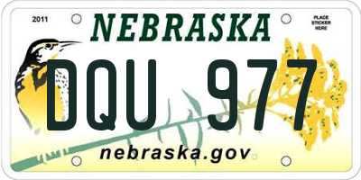 NE license plate DQU977