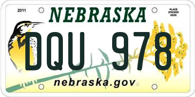 NE license plate DQU978
