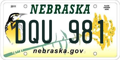 NE license plate DQU981