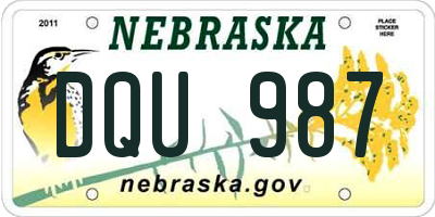 NE license plate DQU987