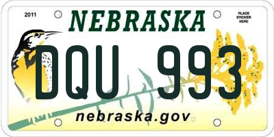 NE license plate DQU993