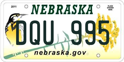 NE license plate DQU995