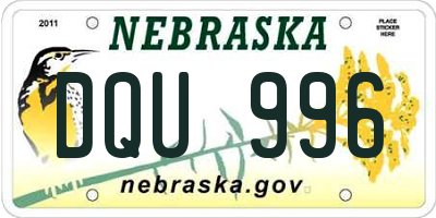 NE license plate DQU996