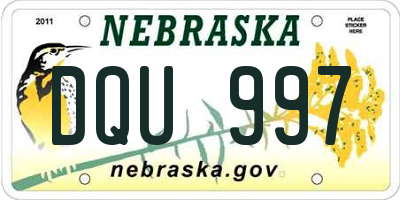 NE license plate DQU997
