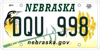 NE license plate DQU998