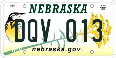 NE license plate DQV013