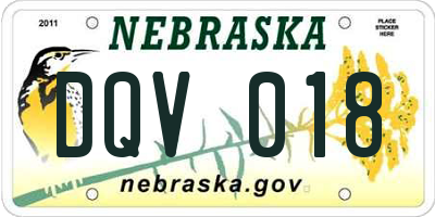NE license plate DQV018