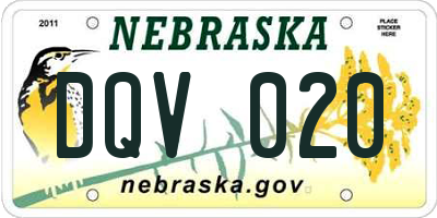 NE license plate DQV020