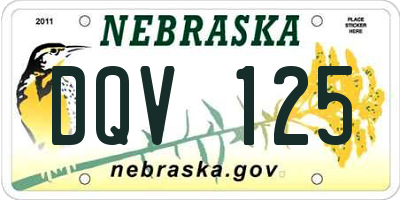 NE license plate DQV125