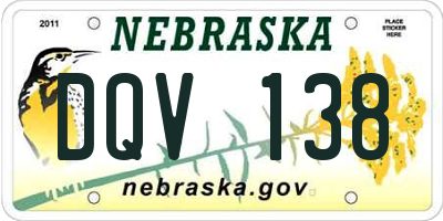 NE license plate DQV138