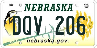 NE license plate DQV206