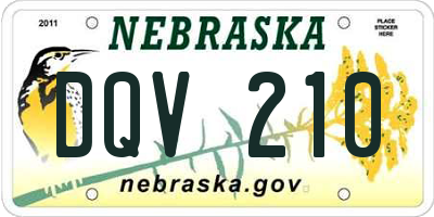 NE license plate DQV210