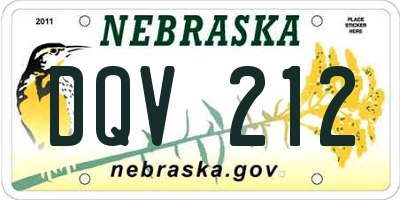 NE license plate DQV212