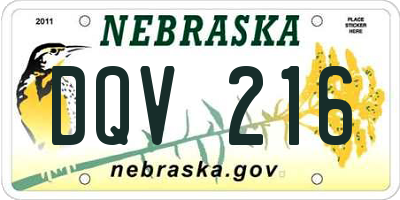 NE license plate DQV216
