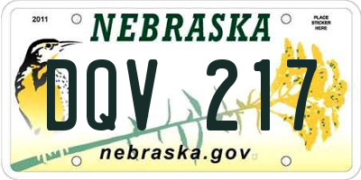 NE license plate DQV217