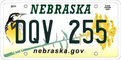 NE license plate DQV255