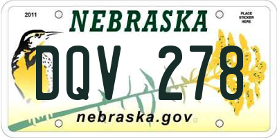 NE license plate DQV278